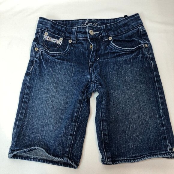 Girls Levi's Long Sequined Denim Shorts Size 12 - Picture 1 of 9